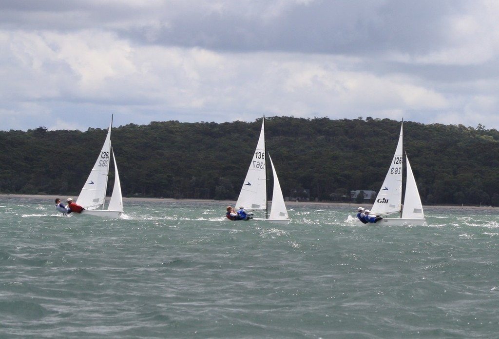 Oscar1263 Kurt Hansen and Lindsay Pike leading the fleet ht 1 Finals Series - Gill Flying 11 Australian Championships © Peter McIntosh