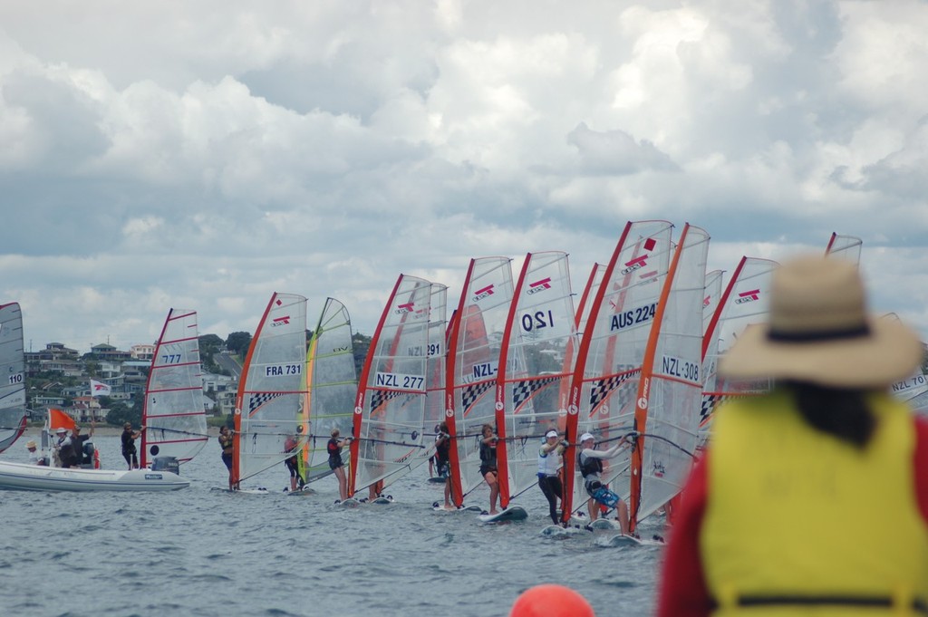 Techno’s get under way. Most are starting conservatively on starboard tack now. - Bic Techno Oceanias and RS:X Nationals © Brian Haybittle