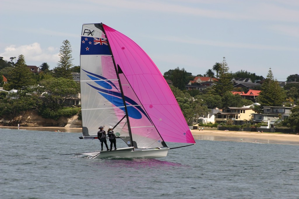 FX entered by Mackay Boats  crewed by Jo Aleh & Olivia Powrie  © Dave Mackay http://www.mackayboats.com