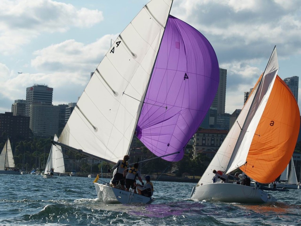 David Gilmour in a fierce gybing duel in last year&rsquo;s Hardy Cup - Hardy Cup 2012 photo copyright Aline Van Haren taken at  and featuring the  class