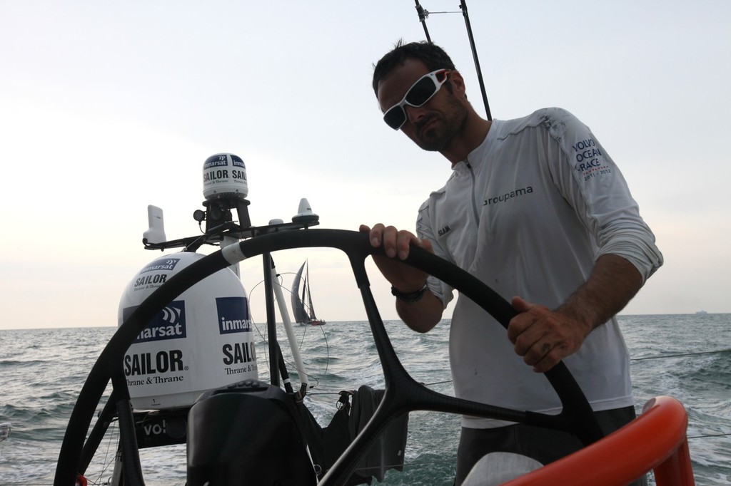 Groupama Sailing Team during leg 3 of the Volvo Ocean Race 2011-12, from Abu Dhabi, UAE to Sanya, China. (Credit: Yann Riou/Groupama Sailing Team/Volvo Ocean Race) - Leg 3 - Volvo Ocean Race 2011-12 photo copyright Yann Riou/Groupama Sailing Team /Volvo Ocean Race http://www.cammas-groupama.com/ taken at  and featuring the  class