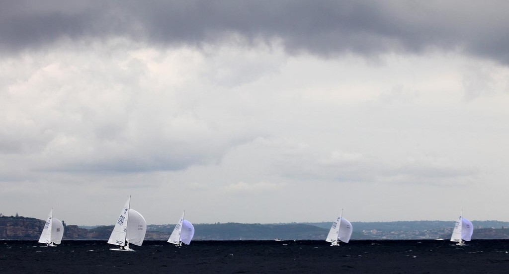 Etchells Wolrds 2012 Race 2 leaders down the  run photo copyright Sail-World.com /AUS http://www.sail-world.com taken at  and featuring the  class