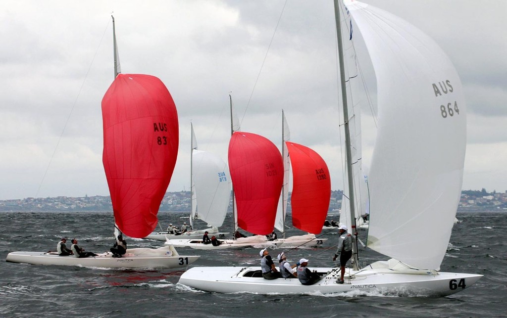 Etchells Worlds 2012 Race 2 under  leaden skies photo copyright Sail-World.com /AUS http://www.sail-world.com taken at  and featuring the  class