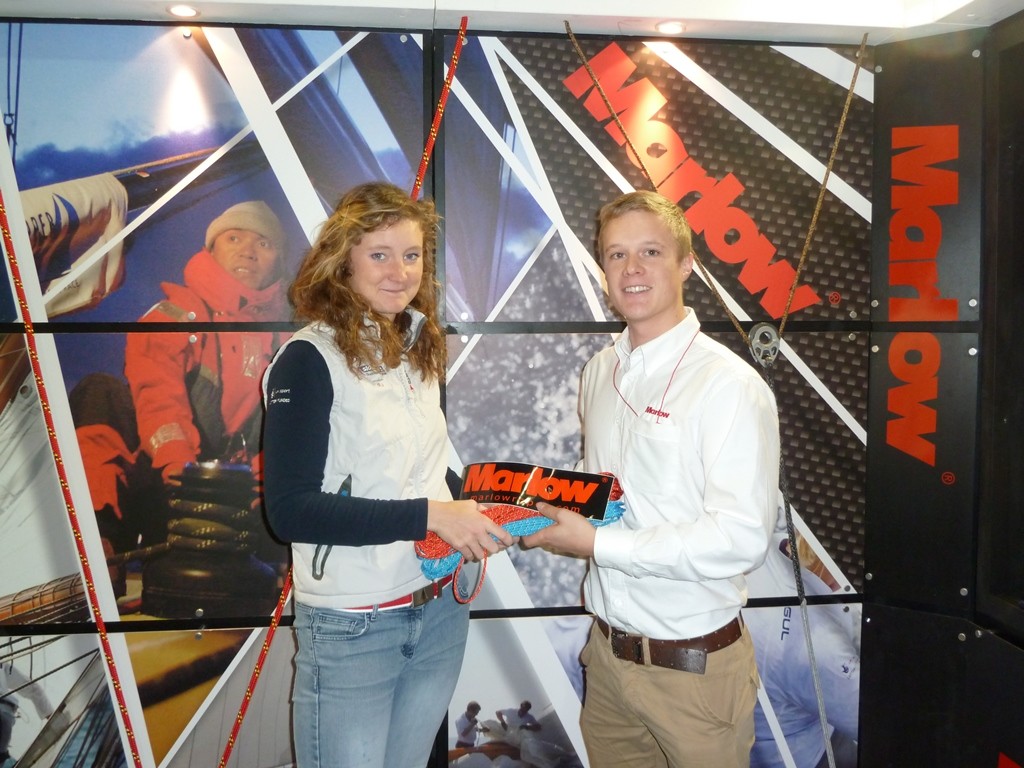 Hannah Snellgrove collecting her Marlow Ropes Award at the 2012 Tullett Prebon London Boat Show photo copyright Skandia Team GBR http://media.skandiateamgbr.com taken at  and featuring the  class