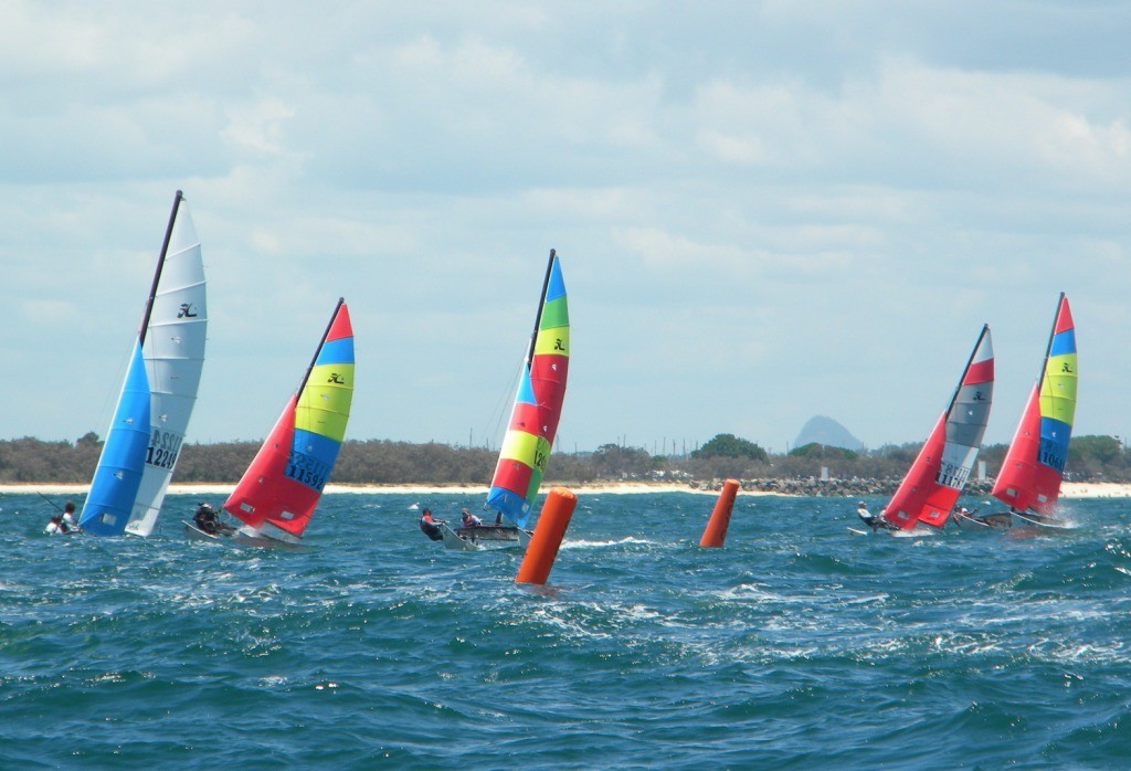 Hobie Cats rounding the SCYC race buoys - Australian Hobie Nationals 
 photo copyright Jay Grant - SCYC taken at  and featuring the  class