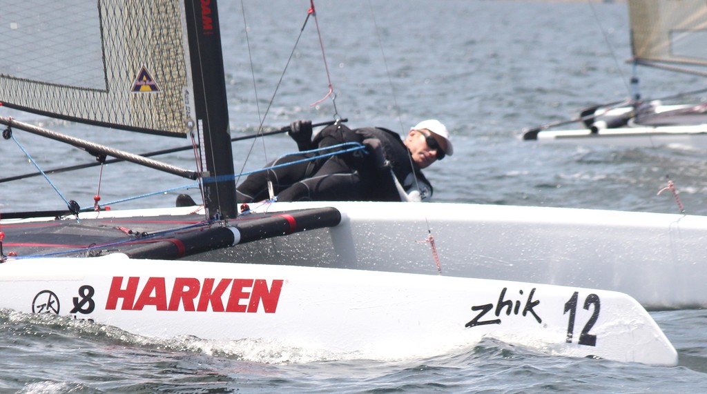 James Spithill keeping low on his A-Cat photo copyright  SW taken at  and featuring the  class