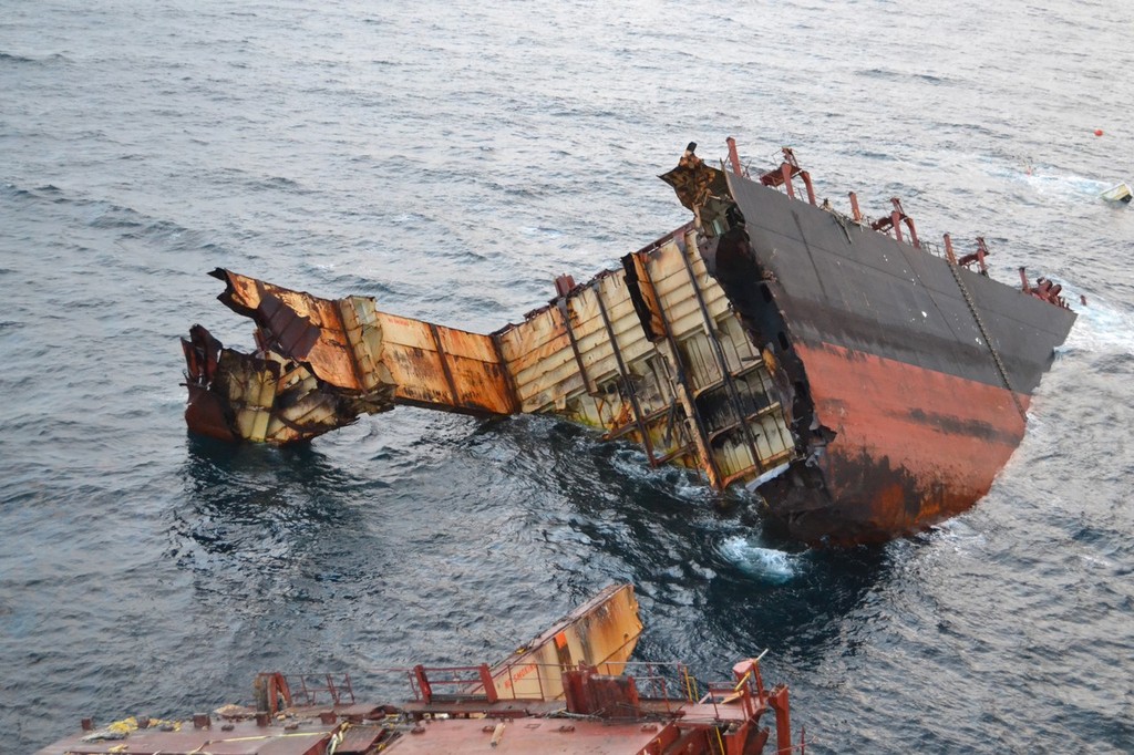 The Rena pictured on 7 March on the Astrolabe Reef photo copyright Maritime NZ www.maritimenz.govt.nz taken at  and featuring the  class