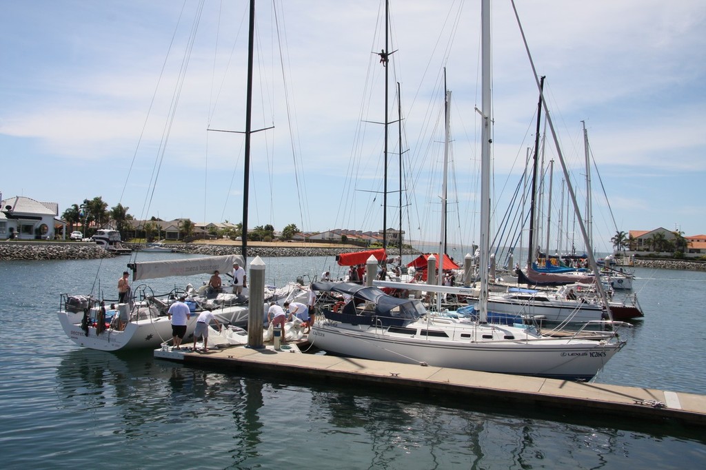Leading yachts in prime position at the Lincoln Cove Marina - Lexus Adelaide to Port Lincoln Yacht Race 2012 photo copyright Bob Ross/Port Lincoln Yacht Club taken at  and featuring the  class