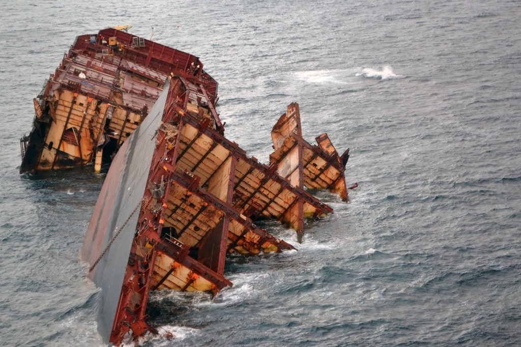 The Rena pictured on 7 March on the Astrolabe Reef © Maritime NZ www.maritimenz.govt.nz