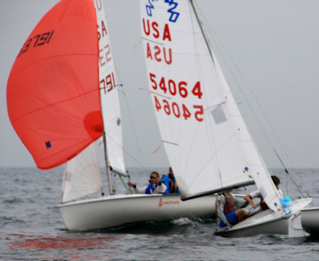 Locals Korbin Kirk and Riley Gibbs - US Sailing ISAF Youth World Qualifier 2012 photo copyright Rich Roberts http://www.UnderTheSunPhotos.com taken at  and featuring the  class