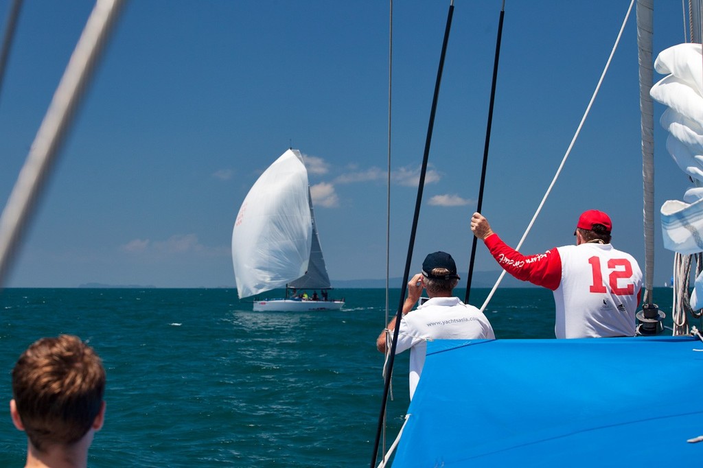KukuKERchu takes Line Honours on The Line. Mount Gay Rum 2012 Neptune Regatta. © Guy Nowell/ Mt Gay Rum Neptune Regatta
