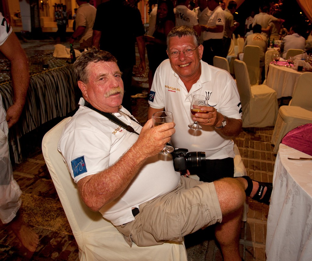 Mount Gay Rum 2012 Neptune Regatta. Meet the Press - Capt Marty and Guy Nowell. - photo © Guy Nowell http://www.guynowell.com