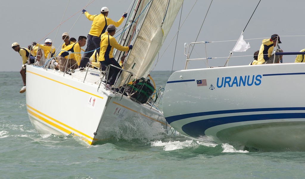 Royal Langkawi International Regatta 2012 - Royal Malaysian Navy - Uranus leads RMN Utarid round the mark, just photo copyright Guy Nowell http://www.guynowell.com taken at  and featuring the  class