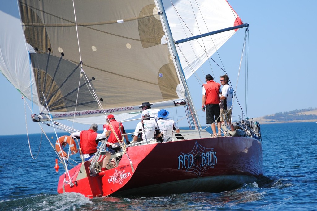 The powerful Kaufman 40 Red Back took line honours in the feeder races to the Cygnet Regatta and at the Regatta itself. She is racing here in the recent Crown Series Bellerive Regatta - Cygnet Regatta 2012 photo copyright Rob Cruse taken at  and featuring the  class