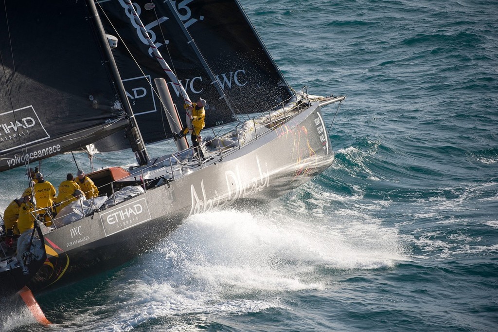 Abu Dhabi Ocean Racing, skippered by Ian Walker from the UK at the finish of leg 2 of the Volvo Ocean Race 2011-12, from Cape Town, South Africa to Abu Dhabi, UAE.  © Paul Todd/Volvo Ocean Race http://www.volvooceanrace.com