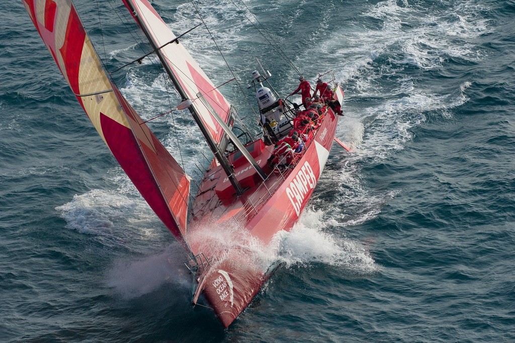 Camper with Emirates Team New Zealand, skippered by Chris Nicholson  during the start of leg 3 of the Volvo Ocean Race 2011-12 from Abu Dhab,i UAE to Sanya, China.  © Paul Todd/Volvo Ocean Race http://www.volvooceanrace.com