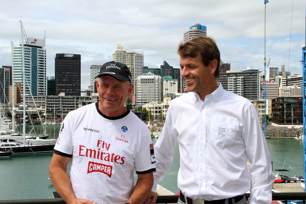 Knut Frostad (right) remembers the good times in Auckland, with Emirates Team NZ CEO, Grant Dalton photo copyright Richard Gladwell www.photosport.co.nz taken at  and featuring the  class