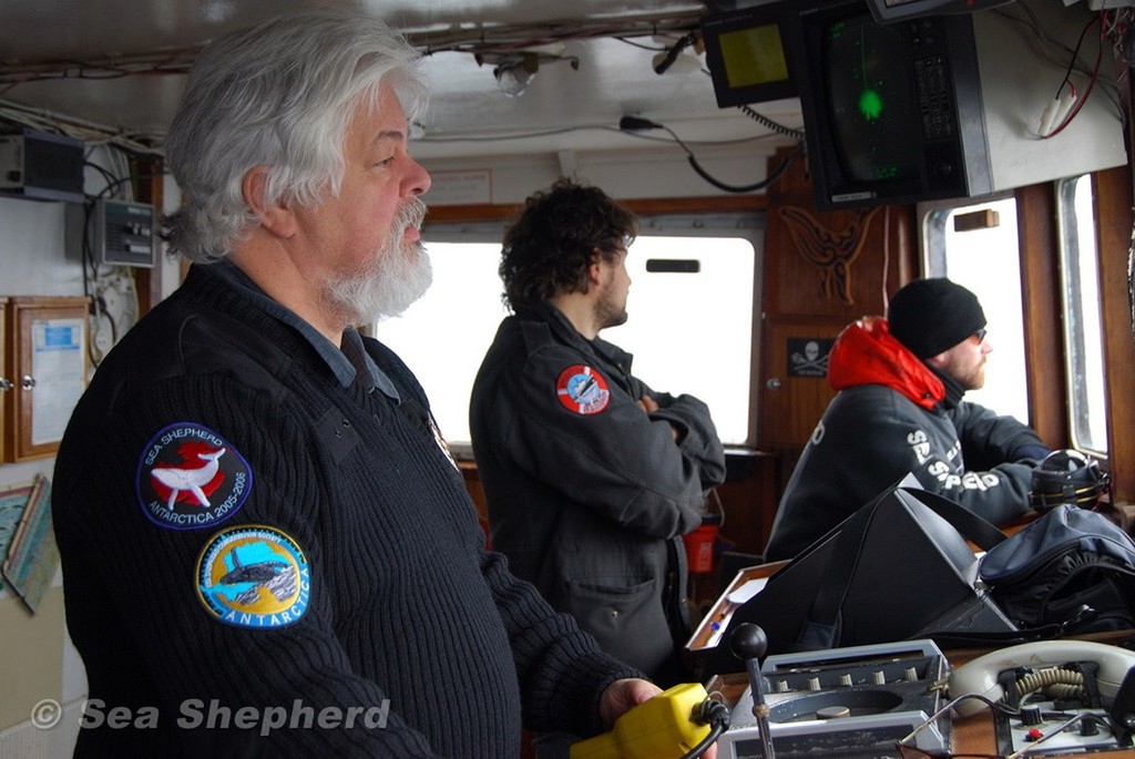 Paul Watson on bridge © Sea Shepherd Conservation Society - copyright http://www.seashepherd.org