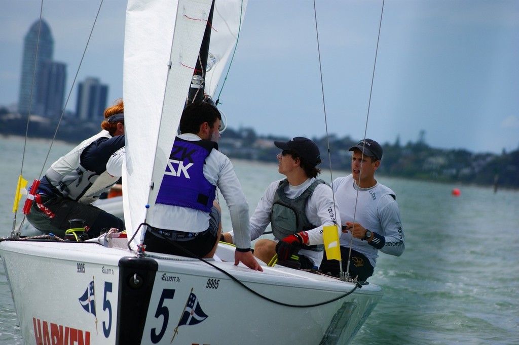 Ashlen Rookly (CYCA) sits head to wind in a pre-start - HARKEN Youth International Match Racing Championships photo copyright Sara Tucker taken at  and featuring the  class