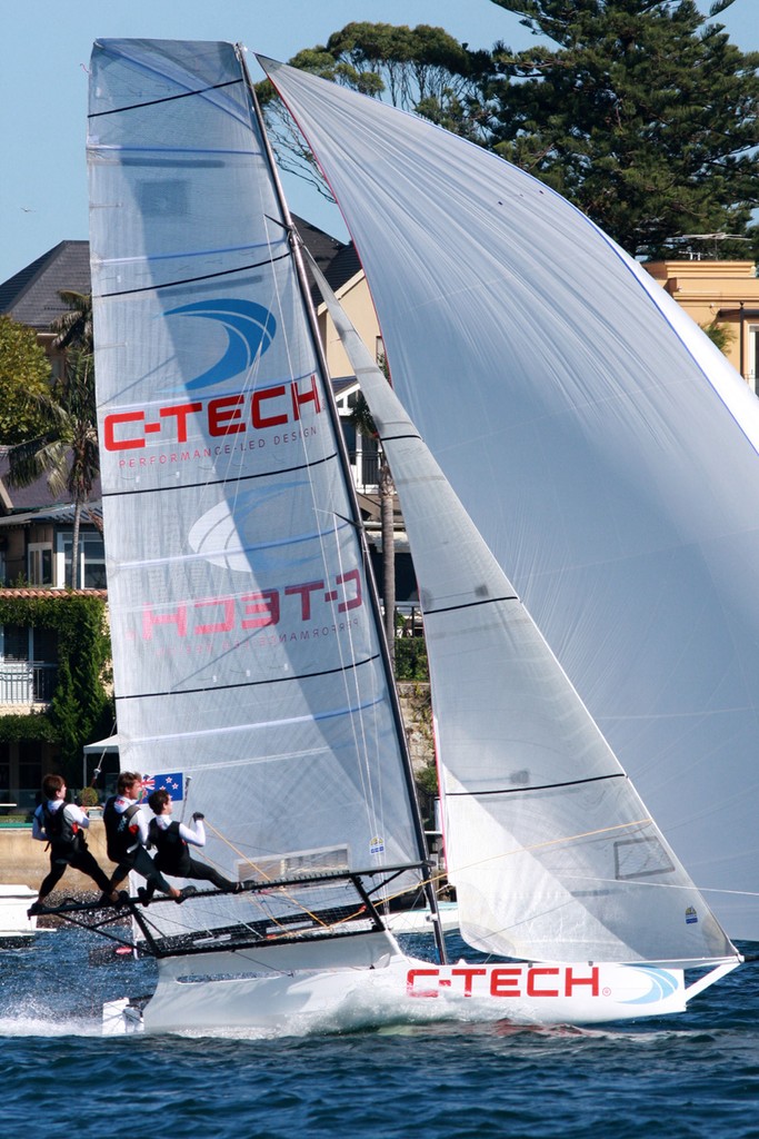 c-tech took third place for new zealand - Giltinan 18ft Skiff Championship 2012 photo copyright Frank Quealey /Australian 18 Footers League http://www.18footers.com.au taken at  and featuring the  class