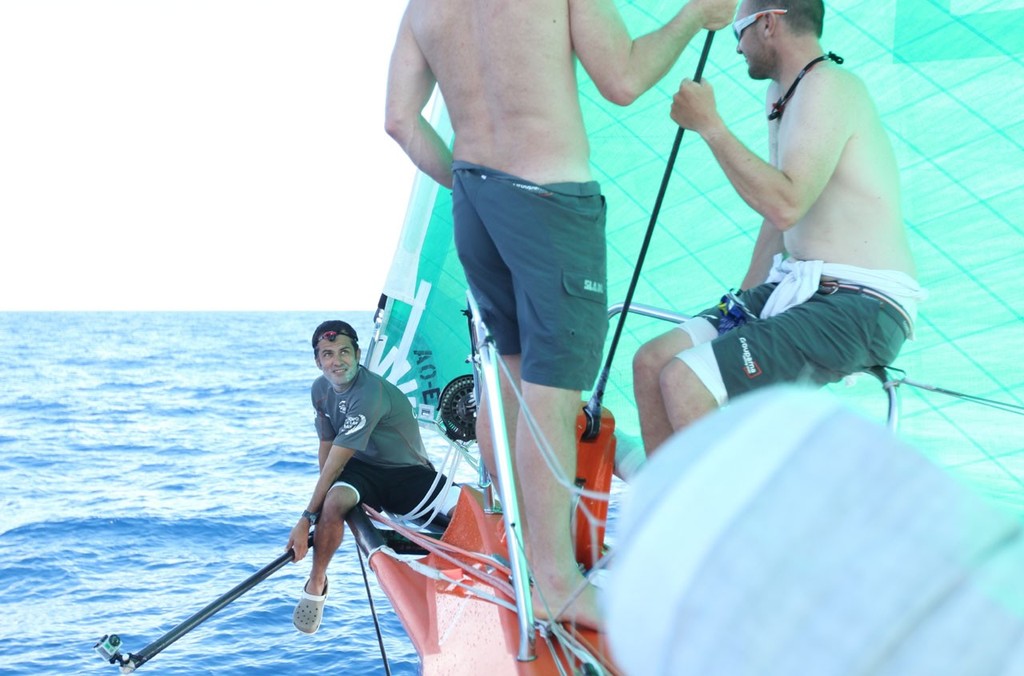 Groupama Sailing Team during leg 4 of the Volvo Ocean Race 2011-12, from Sanya, China to Auckland, New Zealand. (Credit: Brad Marsh/Groupama Sailing Team/Volvo Ocean Race) photo copyright Yann Riou/Groupama Sailing Team /Volvo Ocean Race http://www.cammas-groupama.com/ taken at  and featuring the  class