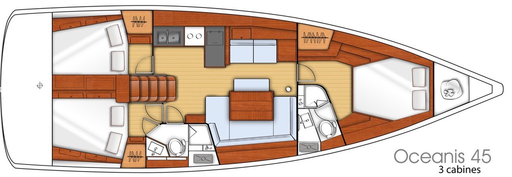 Beneteau Oceanis 45 - One of the interior designs (3 cab) © Beneteau http://www.beneteau.com/
