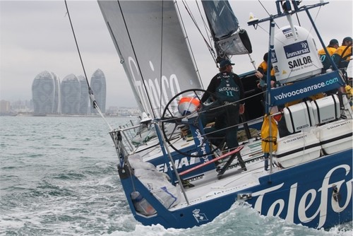 Team Telefonica, skippered by Iker Martinez from Spain finishes first on Leg 3 © Ian Roman/Volvo Ocean Race http://www.volvooceanrace.com