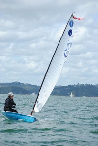 McKayla Holloway on her boat French Dessous - 2012 Europe Dinghy New Zealand Championships photo copyright Andy Greager taken at  and featuring the  class