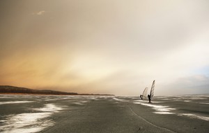Hungarian olympian Laser sailor Zsombor Berecz (2008 Beijing - qualified 2012 London) ice surfing on the Lake Balaton. - Ice surfing on the Lake Balaton, Hungary photo copyright Gabor Turcsi taken at  and featuring the  class