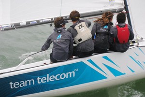 Boat 3. Team Telecom (Jordan Reece) with a close start next to the Committee Boat - HARKEN Youth International Match Racing Championships photo copyright Sara Tucker taken at  and featuring the  class