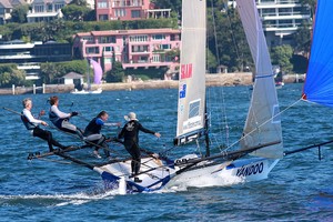 Yandoo - 18ft Skiffs Queen of the Harbour photo copyright Frank Quealey /Australian 18 Footers League http://www.18footers.com.au taken at  and featuring the  class