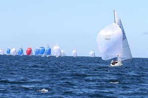 Etchells World Championship Sydney Australia 2012.   John Bertrand winning race seven on day 5. photo copyright Ingrid Abery http://www.ingridabery.com taken at  and featuring the  class