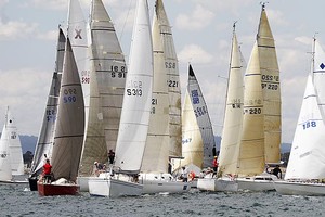 Division 3 fleets set to go in light airs - Club Marine Series 2012, Melbourne, Australia photo copyright Teri Dodds http://www.teridodds.com taken at  and featuring the  class