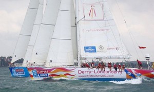 20120204 onEdition 2012©
Free for editorial use image, please credit: www.howiephoto.com/onEdition

Derry-Londonderry and De Lage Landen at the start of Race 8 of the Clipper 11-12 Round the World Yacht Race from Singapore to Qingdao, China.

After a week-long stopover in spectacular Singapore, the ten yachts taking part in the Clipper 11-12 Round the World Yacht Race set sail this morning from the exclusive Marina at Keppel Bay, where they have been based since last Saturday. 

They will race f photo copyright www.howiephoto.com/onEdition taken at  and featuring the  class