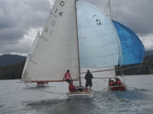 Salamis sailing pursuit of other D-class yachts on the D’Entrecasteaux Channel at Kettering - Cygnet Regatta 2012 photo copyright Andrew Norman taken at  and featuring the  class