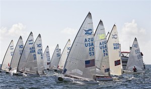 Finn race start - Rolex Miami OCR photo copyright  Rolex/Daniel Forster http://www.regattanews.com taken at  and featuring the  class