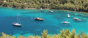 Gulets join other yachts in anchorages too shallow for larger vessels photo copyright  SW taken at  and featuring the  class