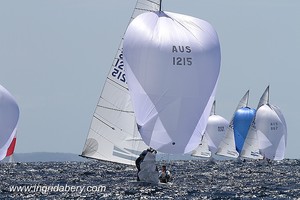 Boat X (1215) and fleet under spinnaker - Etchells Worlds 2012 Final Day photo copyright Ingrid Abery http://www.ingridabery.com taken at  and featuring the  class