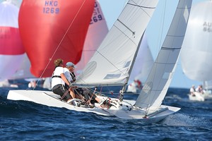 Etchells World Championship Sydney Australia 2012.  JAmes Howells 2nd overall race eight.a photo copyright Ingrid Abery http://www.ingridabery.com taken at  and featuring the  class