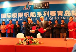 Mark Turner, Executive Chairman, OC ThirdPole with Ms Zang Aimin at the official signing ceremony in Qingdao photo copyright  Mr Mi Yang taken at  and featuring the  class
