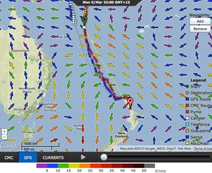 The recommended route for Groupama takes the fleet into mid-Tasman before tacking for New Zealand photo copyright PredictWind.com www.predictwind.com taken at  and featuring the  class