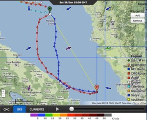 Earlier course options for Telefonica, then race leader photo copyright PredictWind.com www.predictwind.com taken at  and featuring the  class