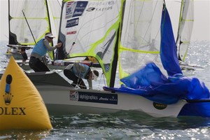 Silver medalists Erik Storck and Trevor Moore (USA) in 49er fleet - Miami OCR 2012 photo copyright  Rolex/Daniel Forster http://www.regattanews.com taken at  and featuring the  class