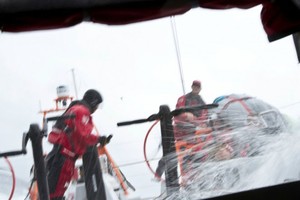 Team Sanya hit rough conditions during leg 4 of the Volvo Ocean Race 2011-12, from Sanya, China to Auckland, New Zealand photo copyright Andres Soriano/Team Sanya/Volvo Ocean Race taken at  and featuring the  class