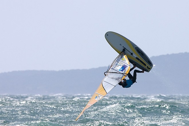 Who said Olympic sailing was boring? Big winds again characterised the final day of the ISAF World Cup, Hyeres ©  Jean-Marie Liot /DPPI/FFV