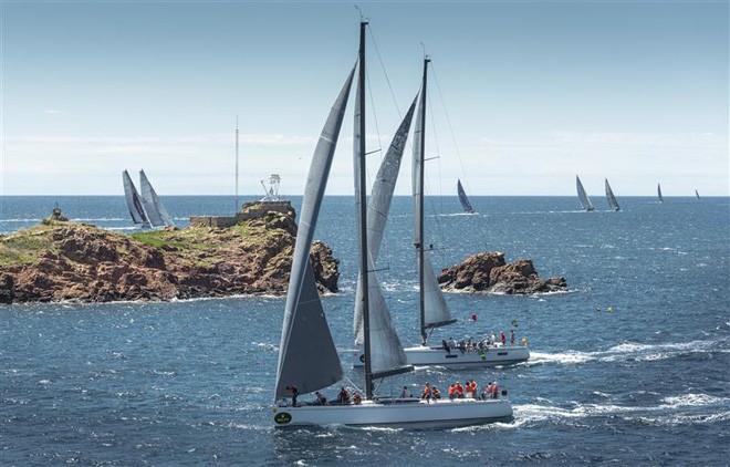 AROBAS (FRA) among the fleet during the second inshore race - Giraglia Rolex Cup ©  Rolex/ Kurt Arrigo http://www.regattanews.com