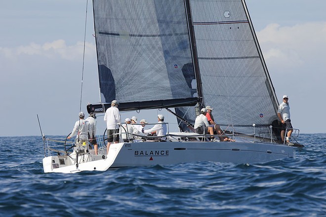 Balance works her way to the top in the very light breezes and considerable residual swell. - Sail Port Stephens &copy;  John Curnow