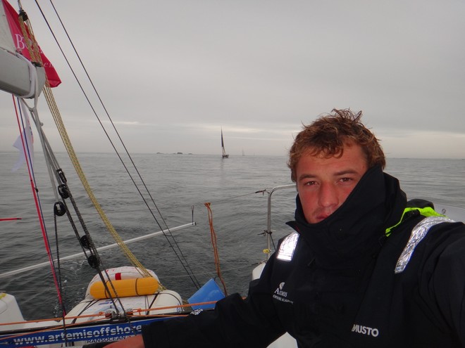 Sam Goodchild aboard Artemis 23 during the 504nm leg 1  - La Solitaire du Figaro 2012 © Artemis Offshore Academy www.artemisonline.co.uk