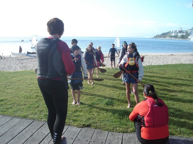 Preparing for some Waka Ama paddling - School Children enjoy Wellington Harbour © Wellington Ocean Sports Centre