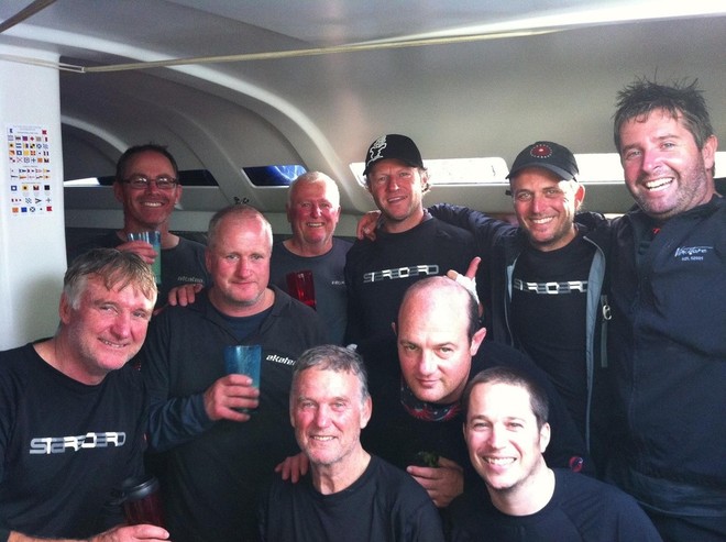 The crew of Akatea - second monohull to finish - enjoy a quiet rum in Noumea © Sail Noumea 2012 http://www.sailnoumea.com/